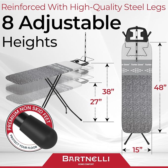 Bartnelli Heavy Duty Ironing Board 48x15 | Designed & Made in Europe - Image 7