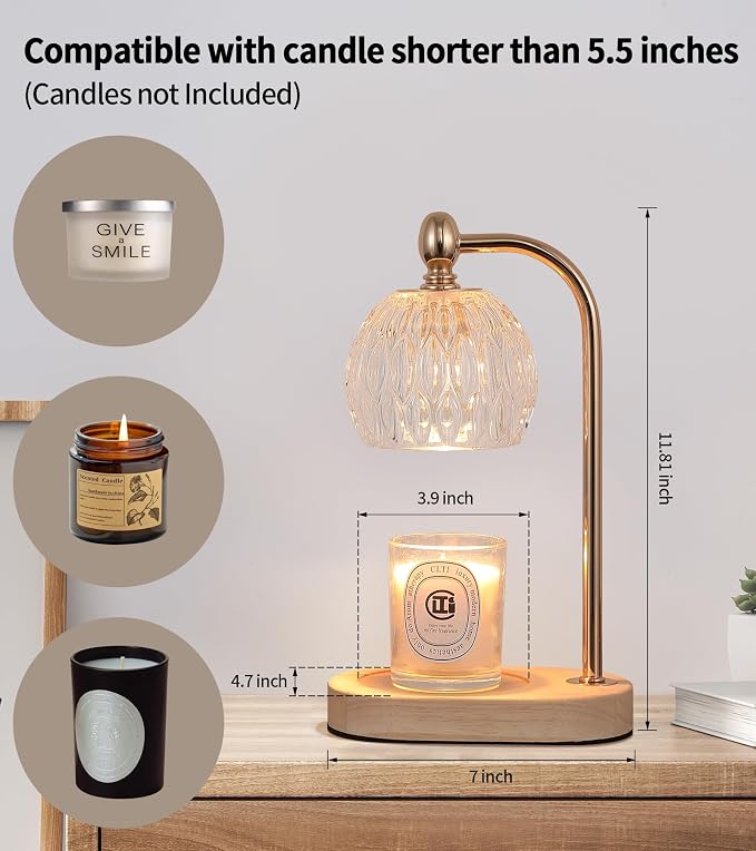 Candle Warmer Lamp with Timer and Dimmer, Flameless Electric Wax Melt Warmer - Image 4