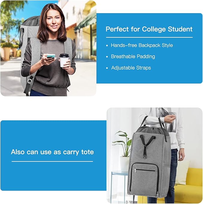 Laundry Backpack Bag, Bukere Extra Large 2 in 1 Laundry Hamper Basket - Image 3