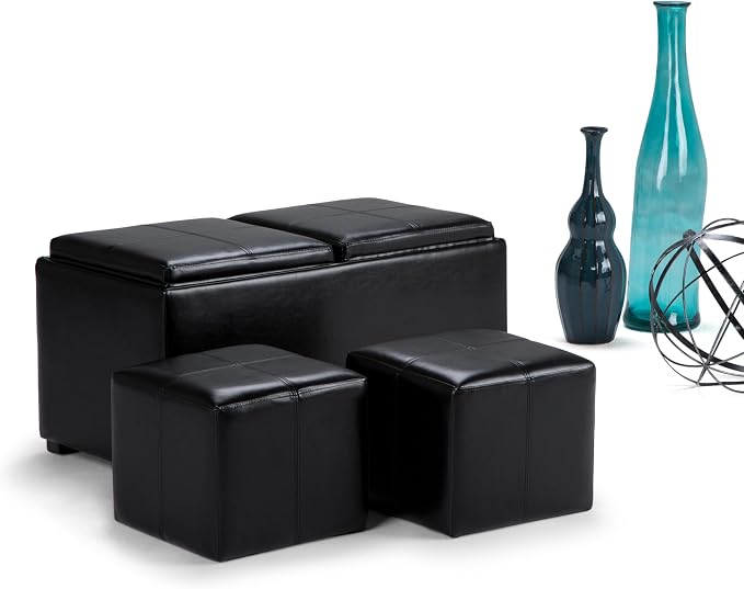 SIMPLIHOME Avalon 35 inch Wide Contemporary Rectangle 5 Pc Storage Ottoman in - Image 3