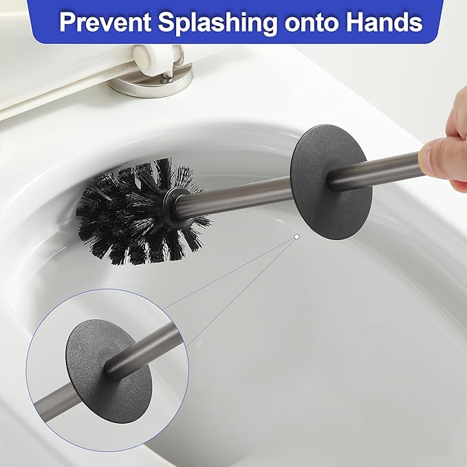 BVL Toilet Brush and Holder Set Gun Gray Freestanding Toilet Bowl Brush - Image 5