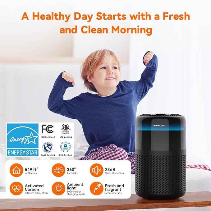 AIRROMI Air Purifier for Bedroom Home, HEPA Filter, Covers Upto 549 Ft² - Image 2