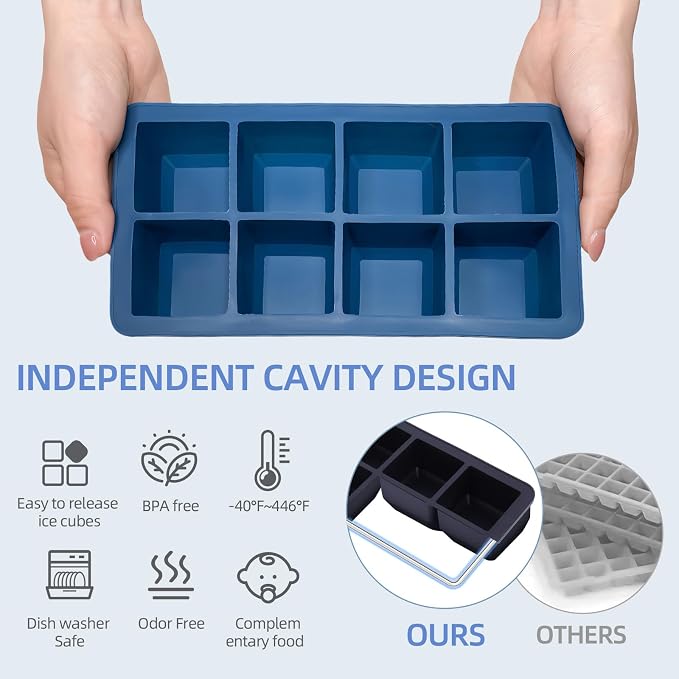 2 Pack Silicone 2 Inch Large Ice Cube Molds - Image 2