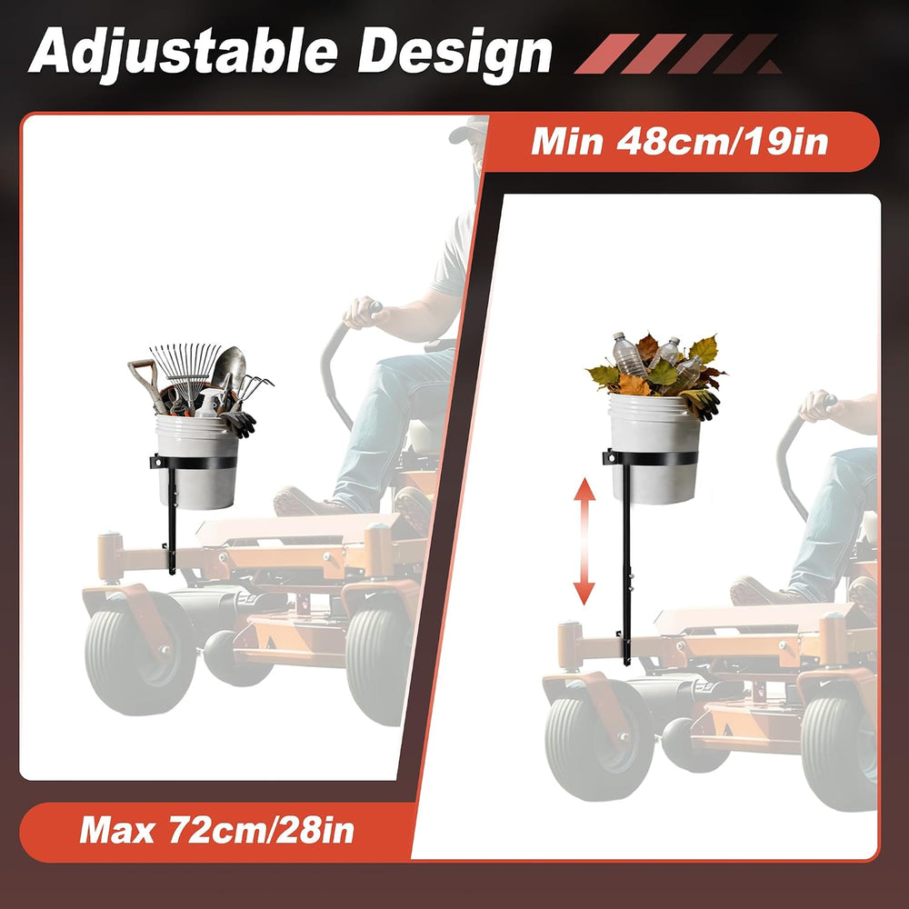 Adjustable 5 Gallon Trash Bucket Holder for Zero Turn Mowers, 11.2" Diam...
