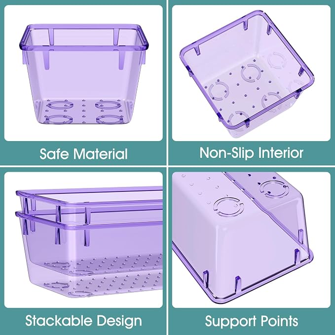 WOWBOX 25 PCS Plastic Drawer Organizer Set, Desk Drawer Divider Organizers and - Image 3
