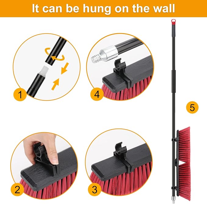 18 inches Push Broom Outdoor Garden Broom - Image 4