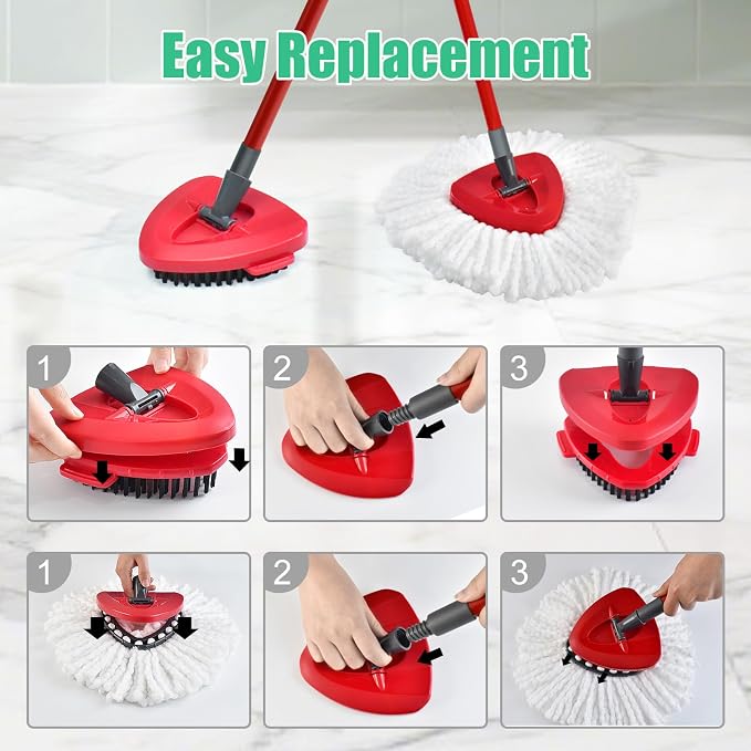 Spin Mop Heads Replacements for O Ceda EasyWring 1-Tank System, 2 Microfiber - Image 4