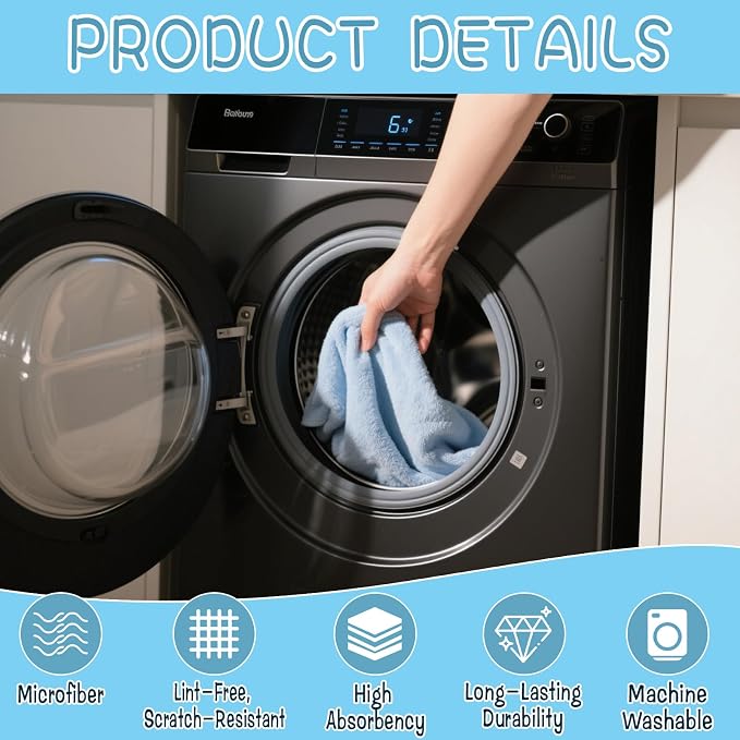 6 Pack Extra Large Microfiber Cleaning Cloths 20"x30", Lint-Free Reusable Towels - Image 3