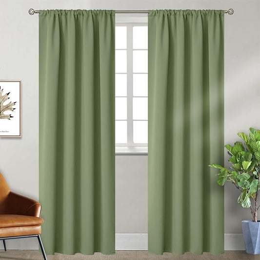BGment Olive Green Blackout Curtains 90 Inch Length by BGment