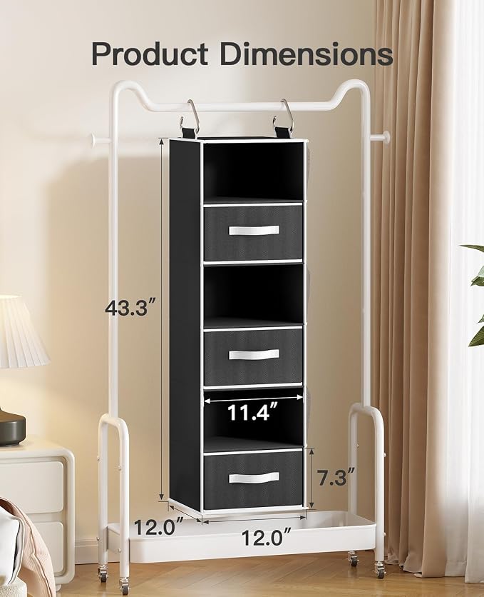 Pipishell Hanging Closet Organizer 6-Shelf, Hanging Shelves - Image 3