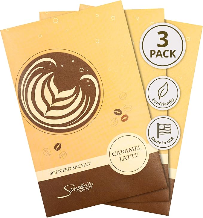 Floral Simplicity Caramel Latte Scented Sachets Pack of 3, Fall & Winter by FloralSimplicity