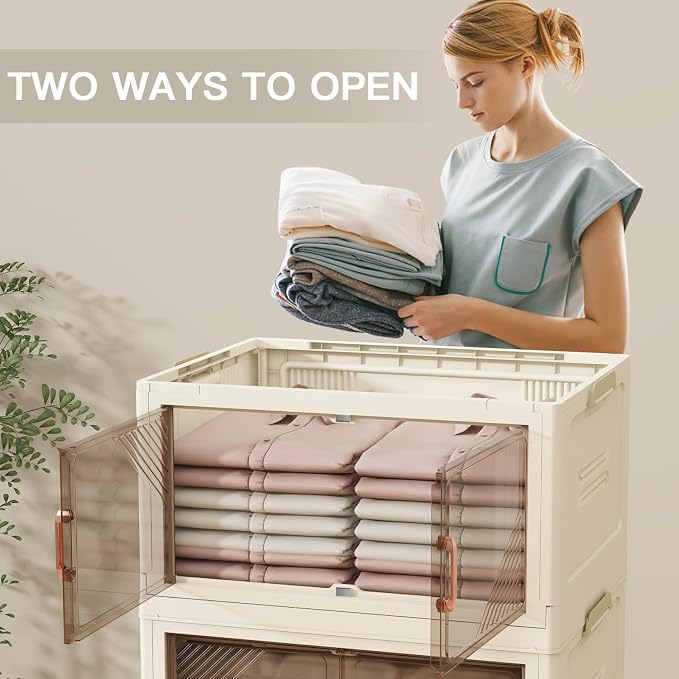 Storage Bins with 5 Lids, 92Qt Extra Large Collapsible Storage Bin with Golden - Image 2