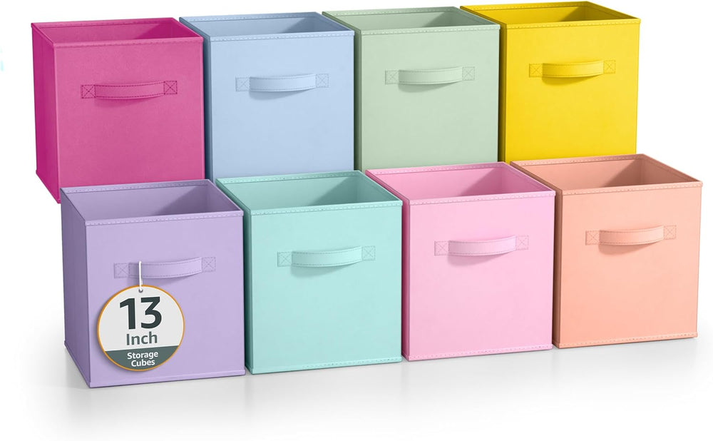 Sorbus 8-Pack Storage Cubes, Collapsible Fabric Baskets (13", Pastel)