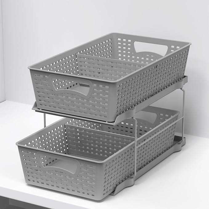 Simple Houseware 2 Tier Bathroom Organizer Tray Pull-Out Sliding - Image 7