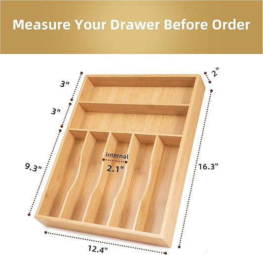 Silverware Organizer Kitchen Drawer Organizer Utensil Organizer Bamboo - Image 2