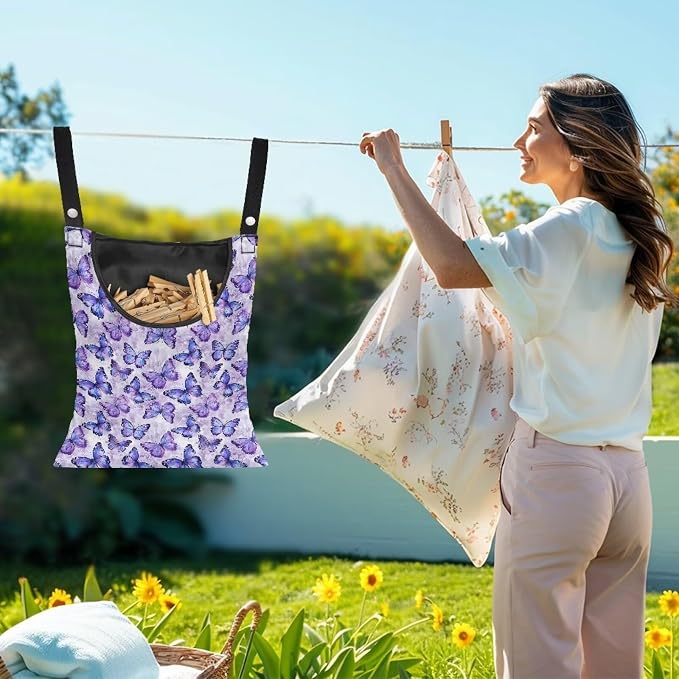 Butterfly Purple Clothespin Bag - Image 2