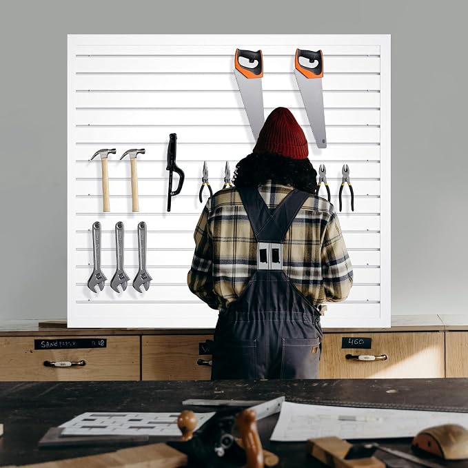 NeatiEase Slatwall Panel Wall Storage Systems, 4 x 4ft Slat Wall Paneling - Image 7