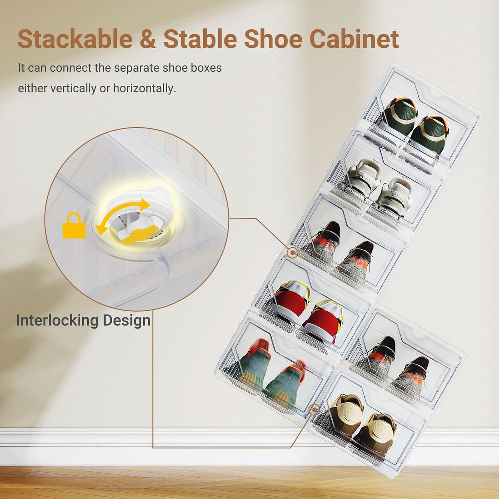BROVIEW XX-Large Shoe Sneaker Storage Boxes for Size 14, 12 Pack Shoe Boxes