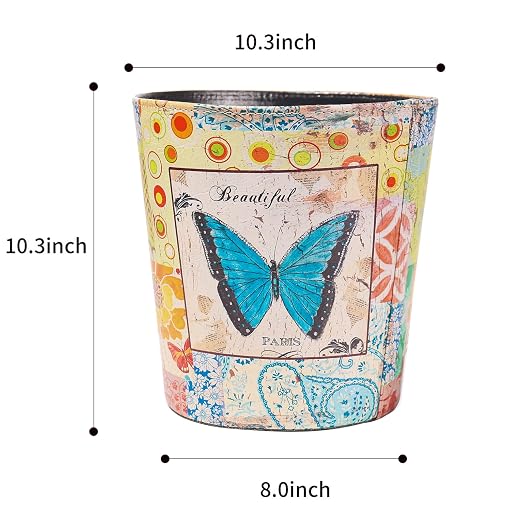 PU Leather Small Trash Can Wastebasket, Round Garbage Container Basket - Image 2