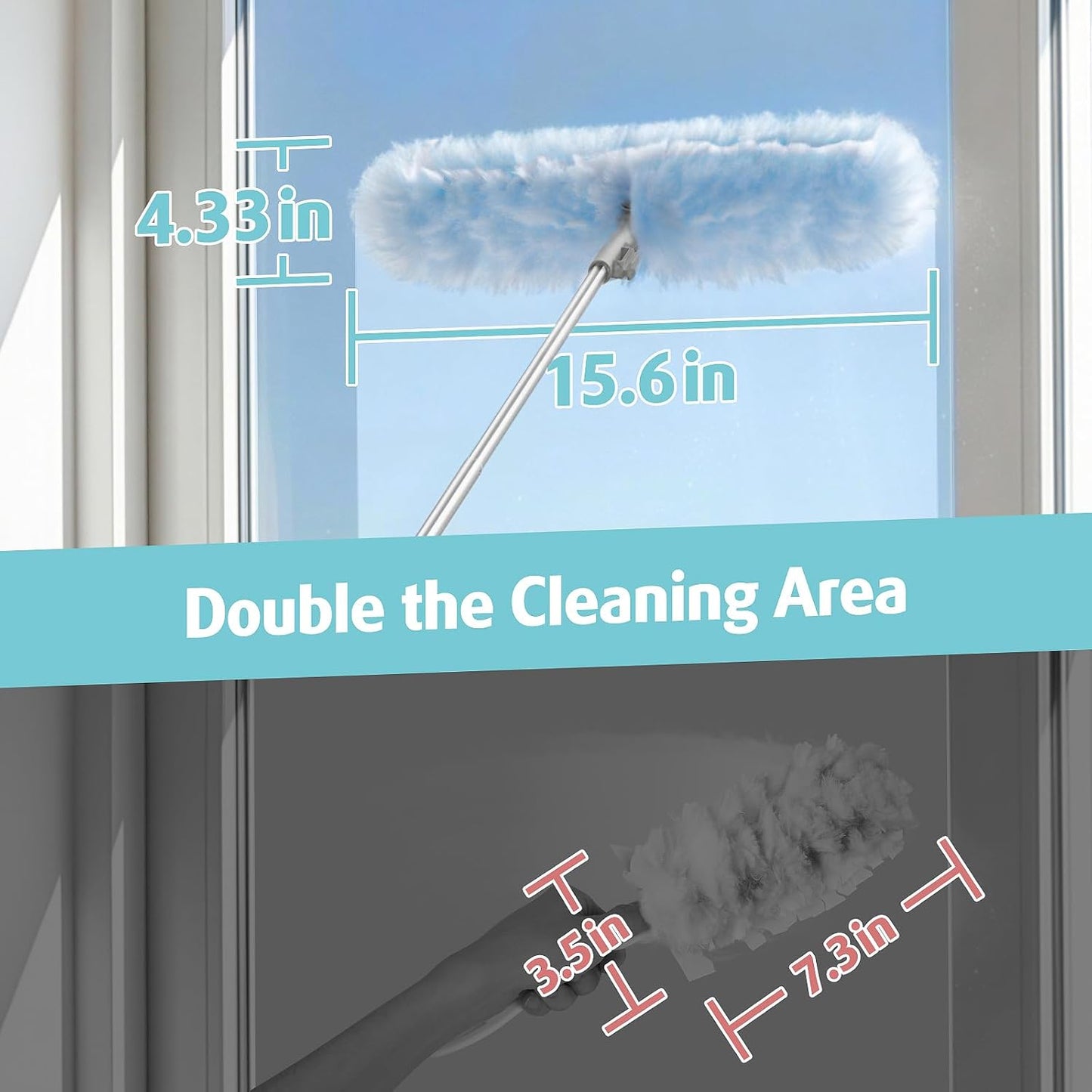 6 ft Extendable Duster Handle with 20 Refills, Compatible with Swiffer, Disposable Microfiber Dusting Pads for Home Cleaning, Ceiling, Fan, Window, Hard-to-Reach Areas