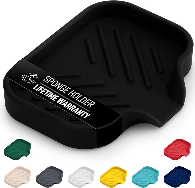 Zulay Kitchen Small Silicone Sponge Holder – Space-Saving Sink Organizer Tray by ZulayKitchen