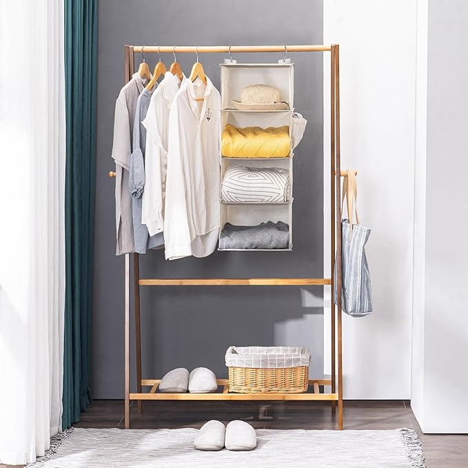 YOUDENOVA Hanging Closet Organizer, 4-Shelf Closet Hanging Storage Shelves - Image 4