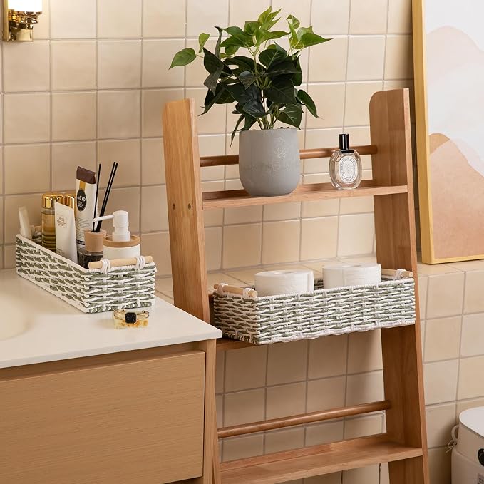OIAHOMY Toilet Paper Baskets Handmade Paper Rope Decorative Wicker Storage Tank - Image 2