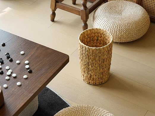 Wicker Trash Can, Small Bathroom Trash Can, Water Hyacinth Wicker Waste Basket - Image 8