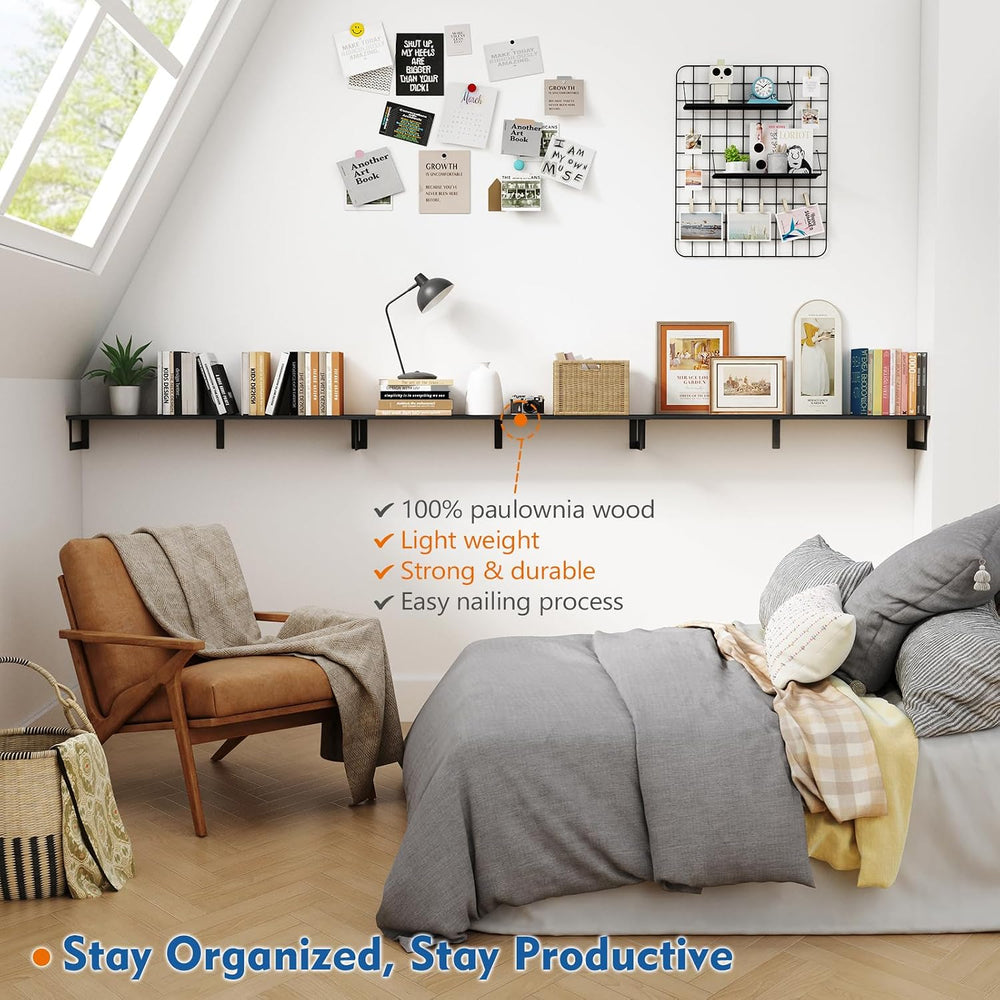 Harwaya Large Floating Book Shelves for Wall Set of 3, 36 Inch Long Wall Moun...