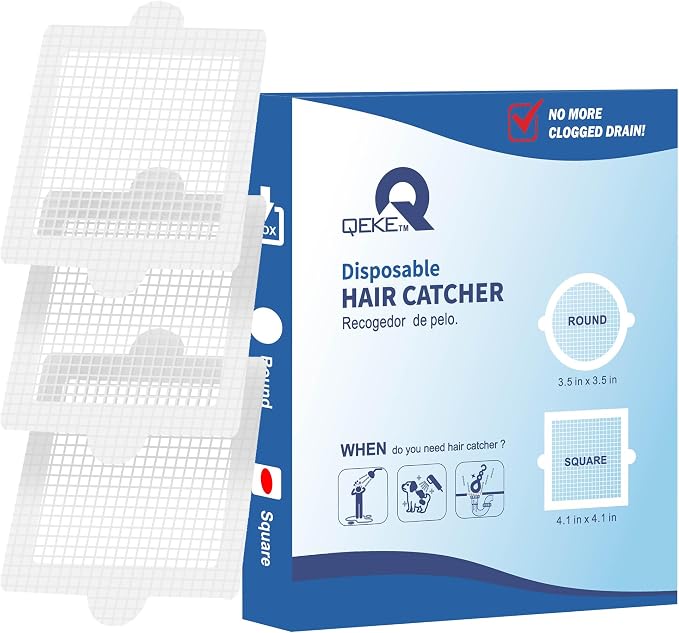 Disposable Hair Catcher Shower Drain Mesh Stickers, Hair Catchers by Qeke