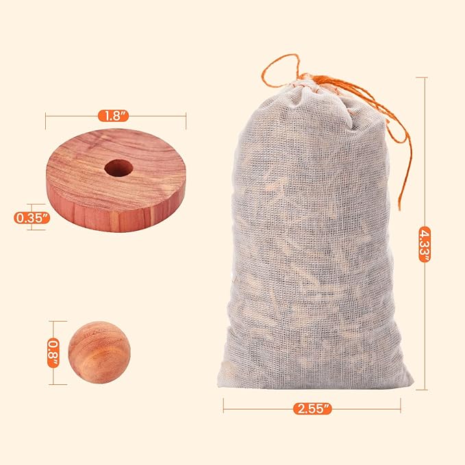 Homode Cedar Chips and Bags, Fresh Cedar Wood Rings and Sachets - Image 7
