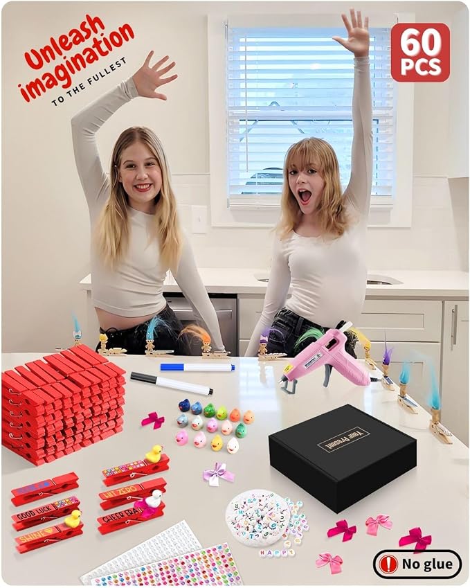 Cheer Pins for Backpack Cheer Stuff Kit 70 Red Colored Clothes Pins - Image 4