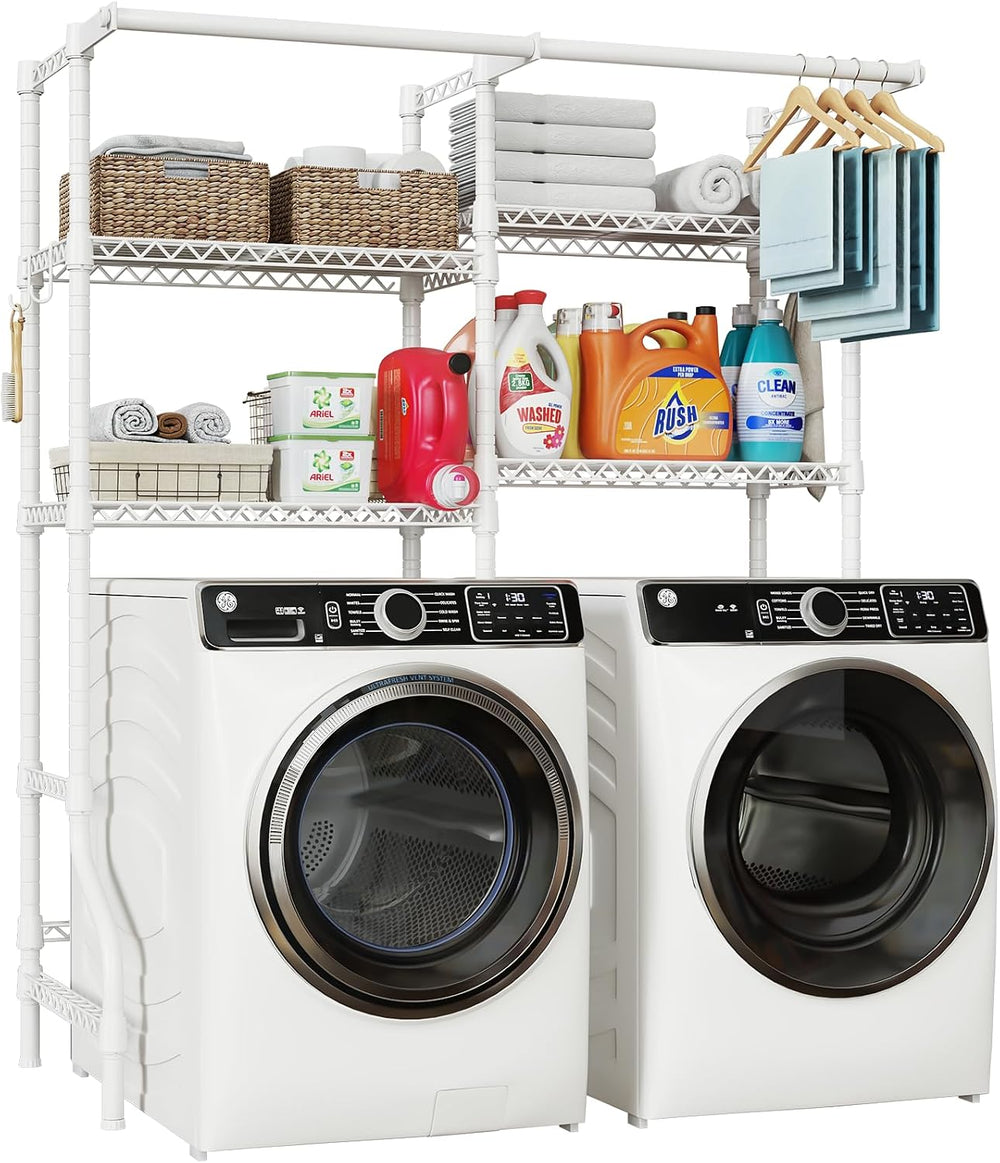 ULIFHOME U14 Over Washer and Dryer Storage Shelves, 4 Tiers Laundry Room Stor...