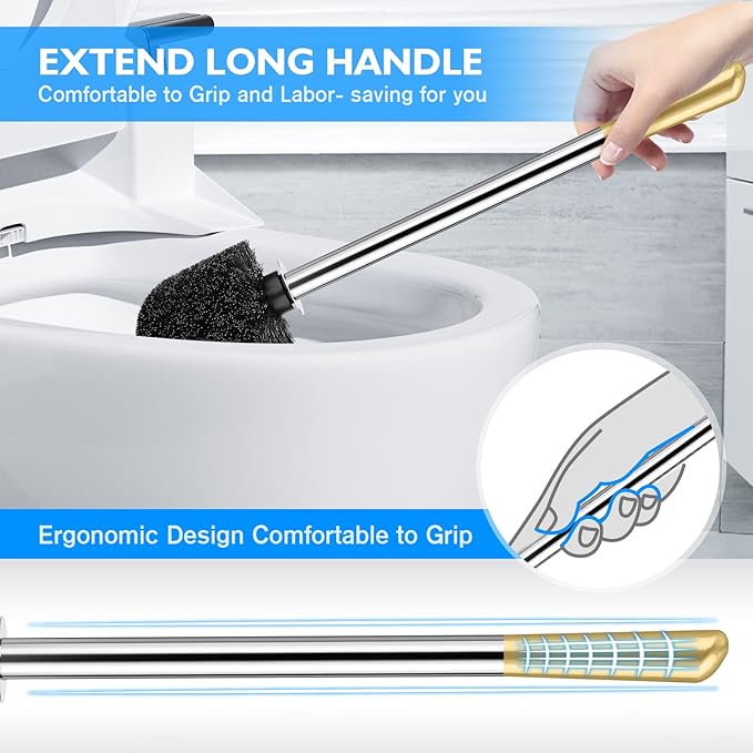 Toilet Brush and Holder 2 Pack, 304 Stainless Steel Toilet Brush - Image 4