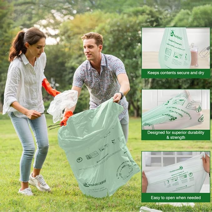 OrangeBio 33 Gallon Home Compostable Yard Waste Bags, 1.1 Mil, Lawn & Leaf Bags - Image 3