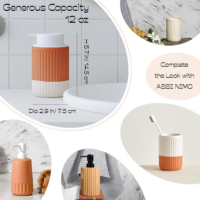 Hand Dipped Terracotta Ceramic Foam Soap Dispenser, 12 oz Rippled Bubble-Up - Image 5
