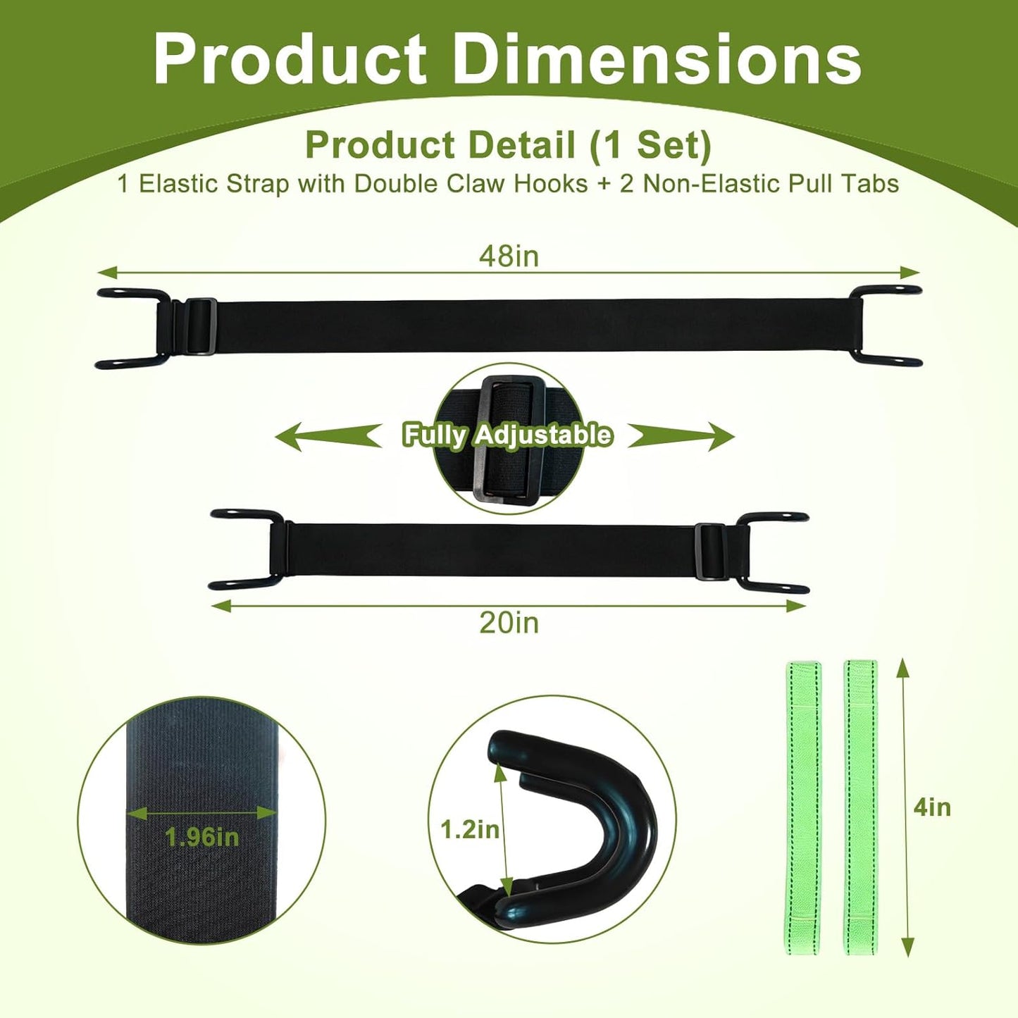 Trash Can Lock - 2 Easy-Pull Tabs for Clean Hands, Bear & Raccoon Proof Lid Lock with Heavy Duty Metal Double Claw Hook, Windproof Adjustable Strap, Fits 28-96 Gal Outdoor Bins
