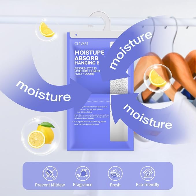 CLEVAST Moisture Absorbers Packets, 15.2 OZ, 6 Pack, Lemon Fragrance Big - Image 3