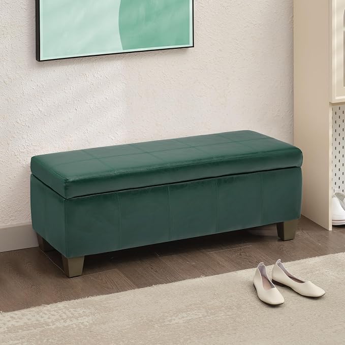 Green Faux Leather Ottoman - Image 7