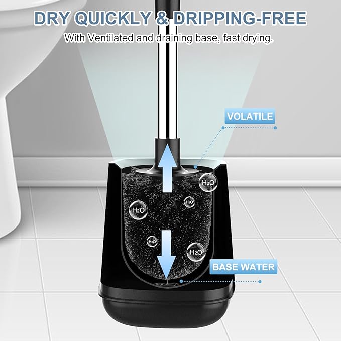 SetSail Toilet Brush and Holder, Self Closing Lid Toilet Bowl Brushes Holder - Image 5