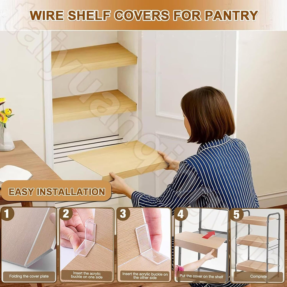 Wire Shelf Cover 16x48 inch, 4Pcs White Shelf Covers for Wire Shelving, 3in T...