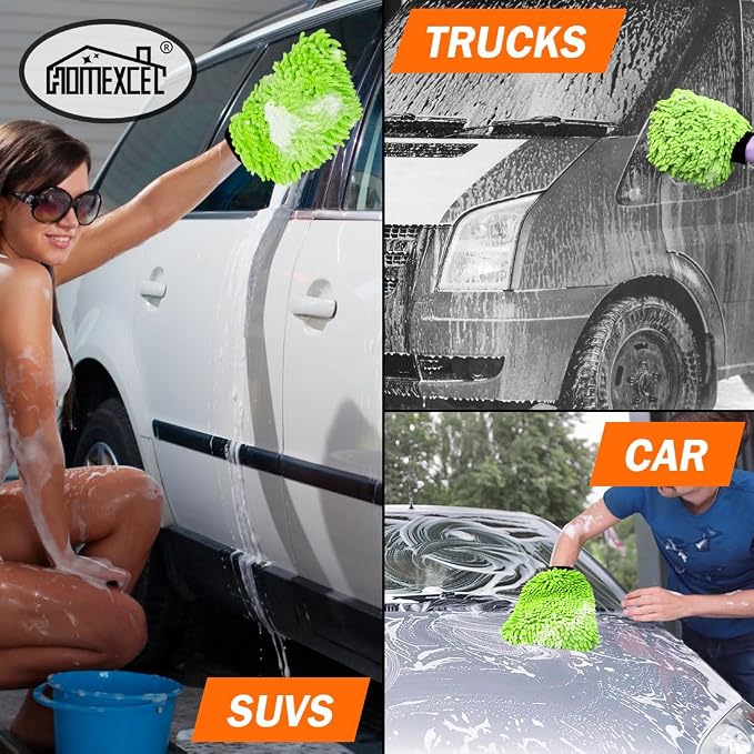HOMEXCEL Car Wash Mitt, 2PK Chenille Microfiber Wash Mitt, Scratch-Free & - Image 7