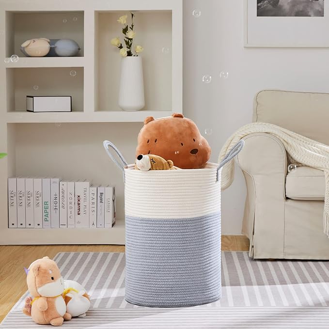VIPOSCO Large Laundry Hamper, Tall Woven Rope Storage Basket - Image 2