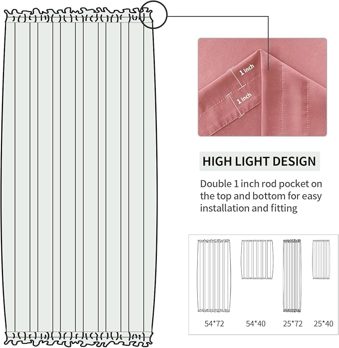 DWCN French Door Curtains – Rod Pocket Thermal Blackout Curtain - Image 3