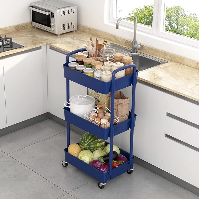 Sywhitta 3-Tier Plastic Rolling Utility Cart - Image 5