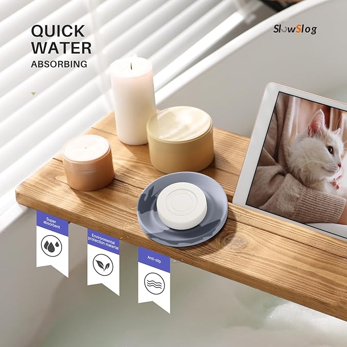 Diatomite Soap Dish, 2 Pack Water Absorbent Stone Soap Dish Holder, Quick Dry - Image 6