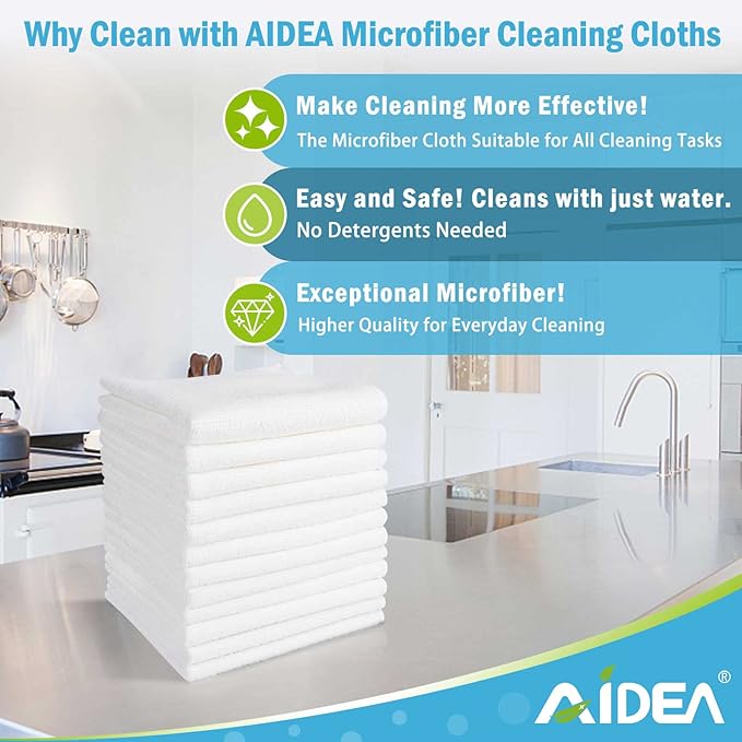 AIDEA Microfiber Cleaning Cloth White, Absorbent Lint Free Rags, Scratch Free - Image 2