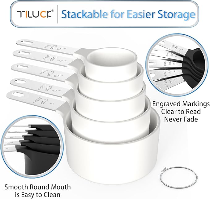 TILUCK Measuring Cups & Spoons Set, Stackable Cups and Spoons, Nesting Measure - Image 4
