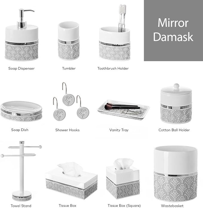 Creative Scents Mirror Damask Bathroom Cup - Image 4