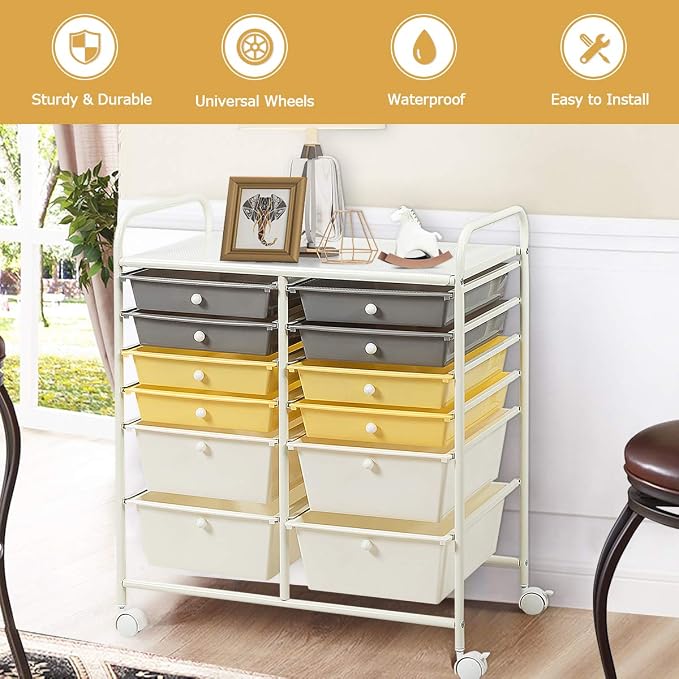 GOFLAME 12-Drawer Rolling Storage Cart, Mobile Utility Cart - Image 4